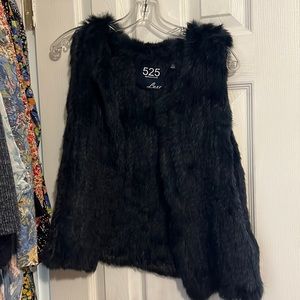 Navy fur vest